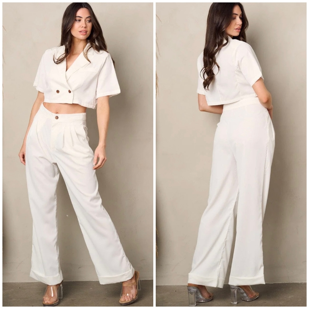HYFVE Chic White 2-Piece Pants Set - Picture 5 of 6